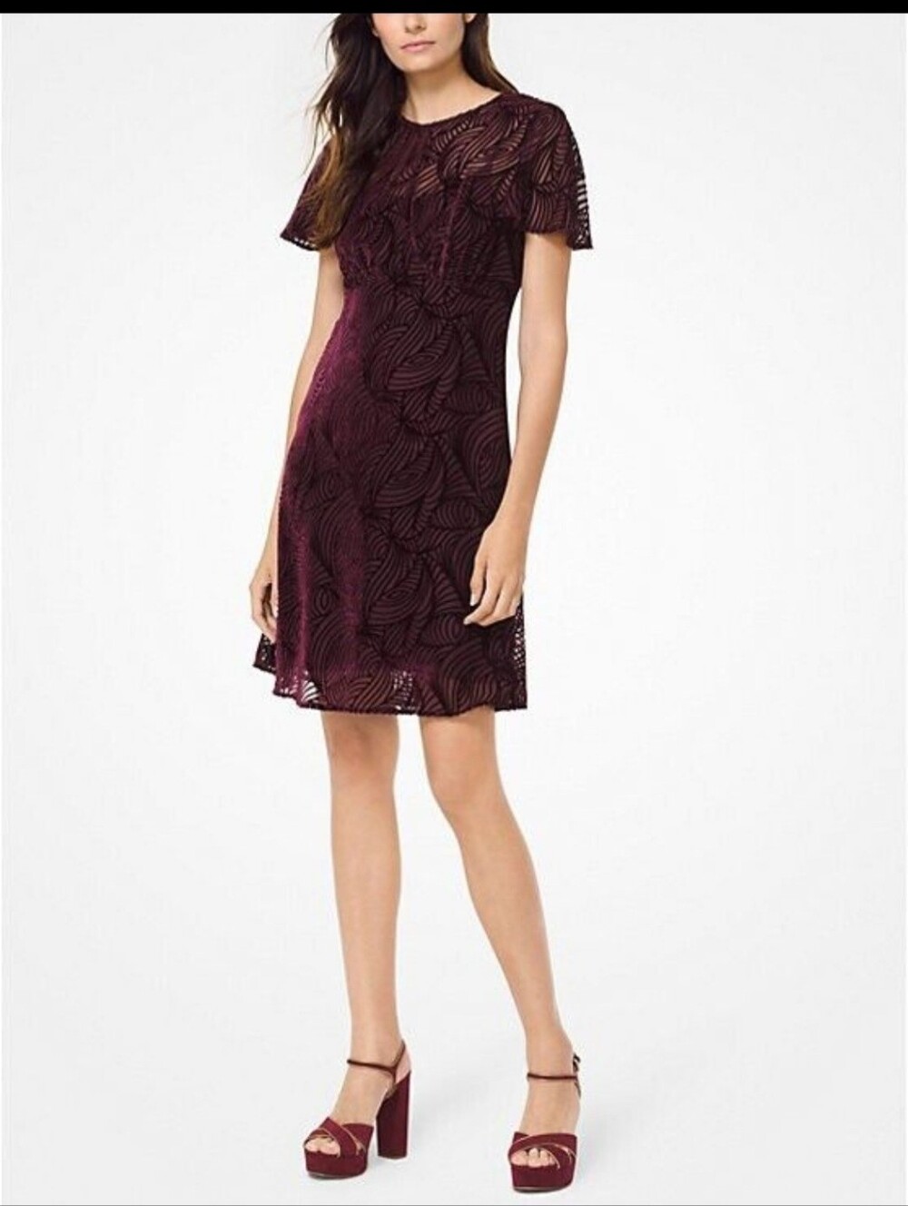 Michael Kors Cordovan Burnout Velvet Dress Size 6 NWT  No Slip Included
